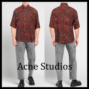 Acne Studios  |Unisex Street Style Cotton Short Sleeves Logo Designers