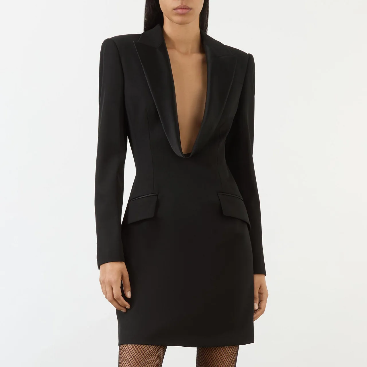 ALEXANDER MCQUEEN Plunging Mini Pencil Dress - Black 1000