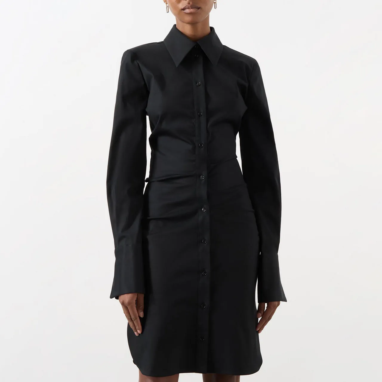 ALEXANDER MCQUEEN Ruched Shirt Dress - Black