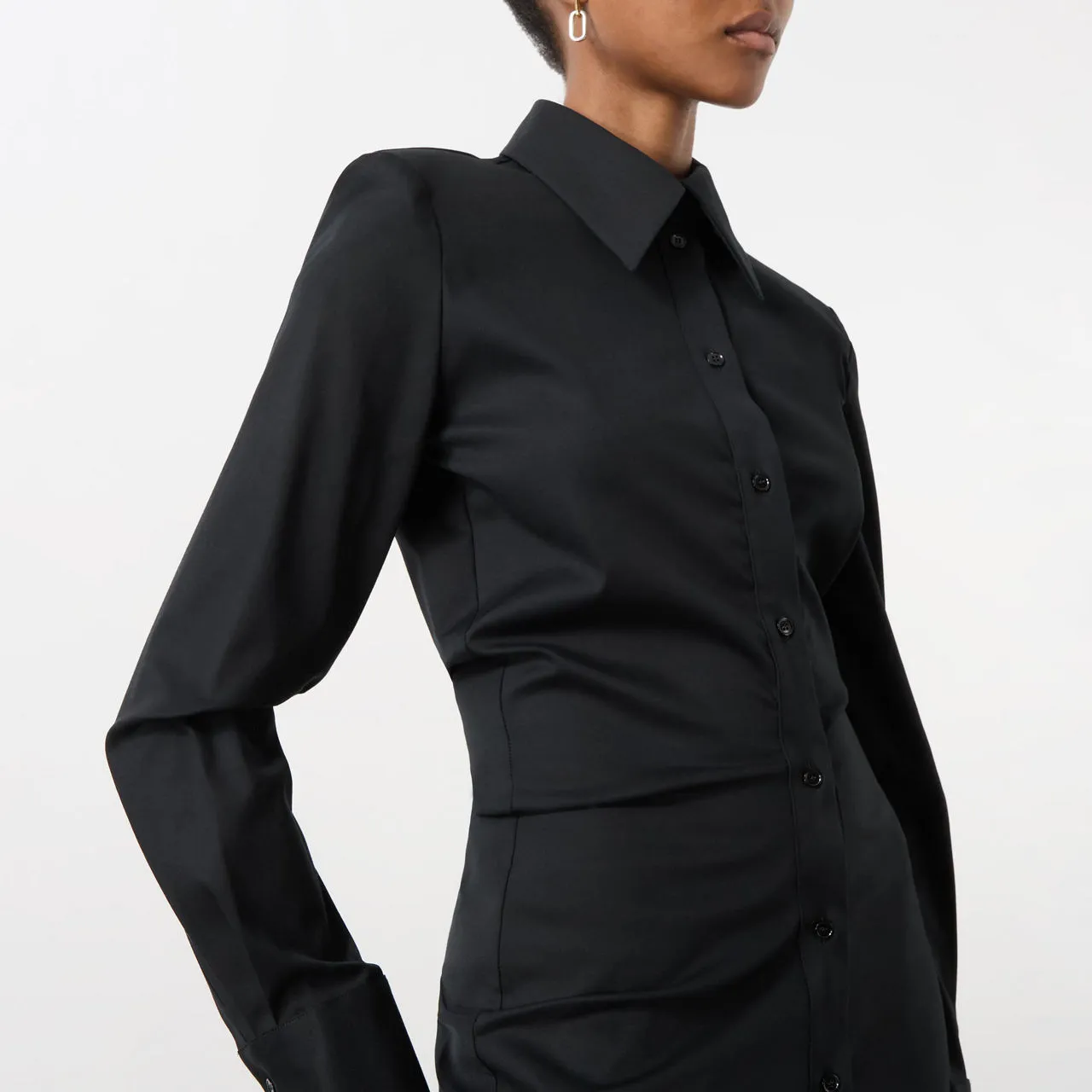 ALEXANDER MCQUEEN Ruched Shirt Dress - Black