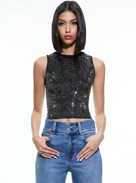 ALICE + OLIVIA Darina Embellished Cropped Tank