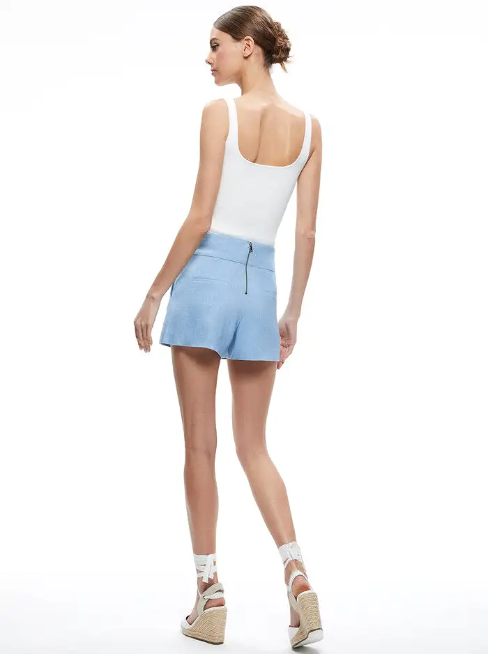 Alice + Olivia - Donald Linen High Waisted Short - Chambray