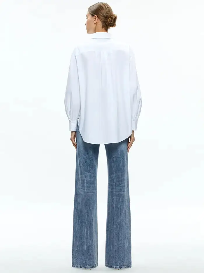 Alice + Olivia - Finely Cropped Button Down - Off White