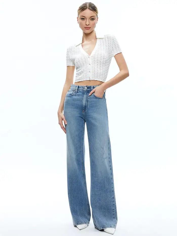 Alice + Olivia - Linda Cropped Polo - Soft White