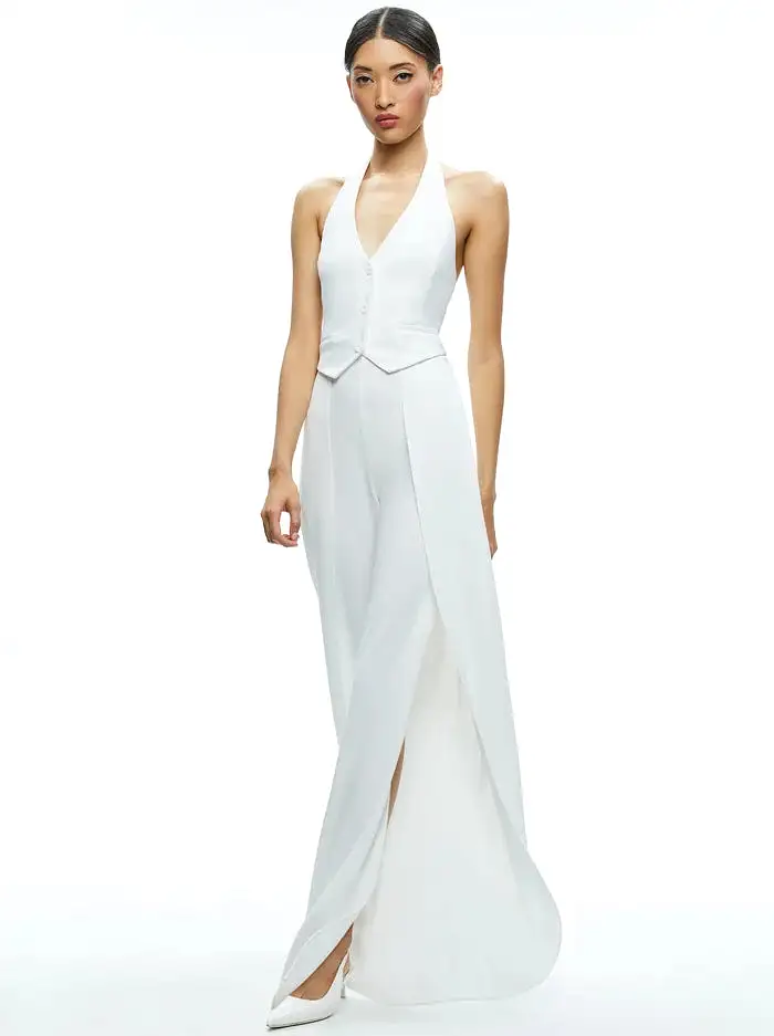 Alice + Olivia - Robin Halterneck Vest Jumpsuit - Off White