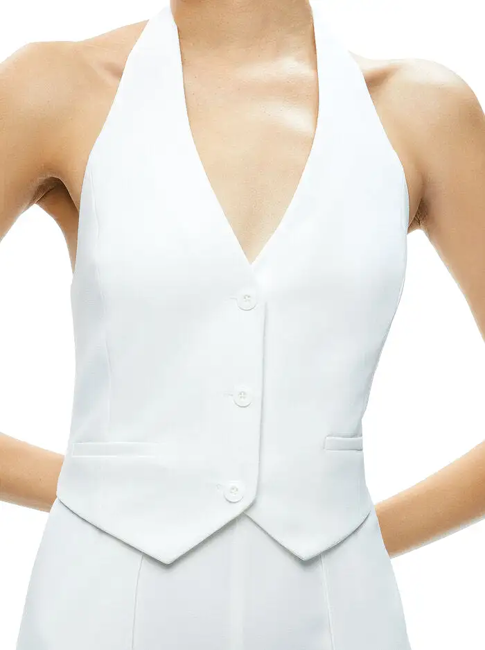 Alice + Olivia - Robin Halterneck Vest Jumpsuit - Off White