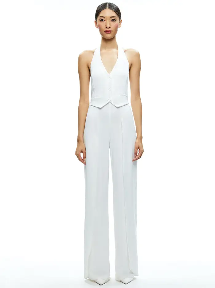 Alice + Olivia - Robin Halterneck Vest Jumpsuit - Off White