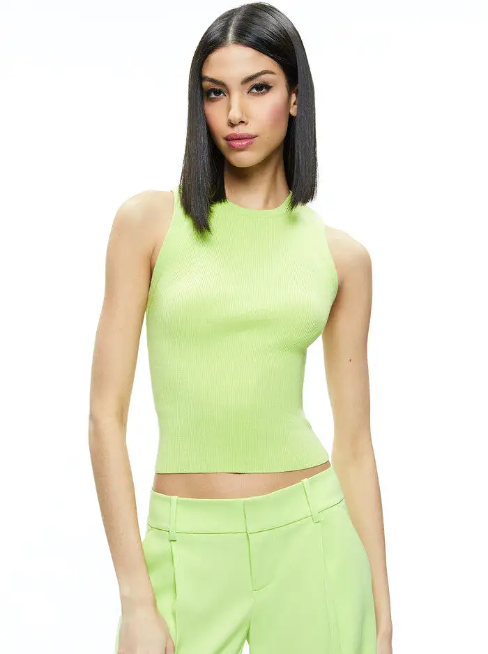 Alice + Olivia - Tonita Ribbed Tank - Sharp Green