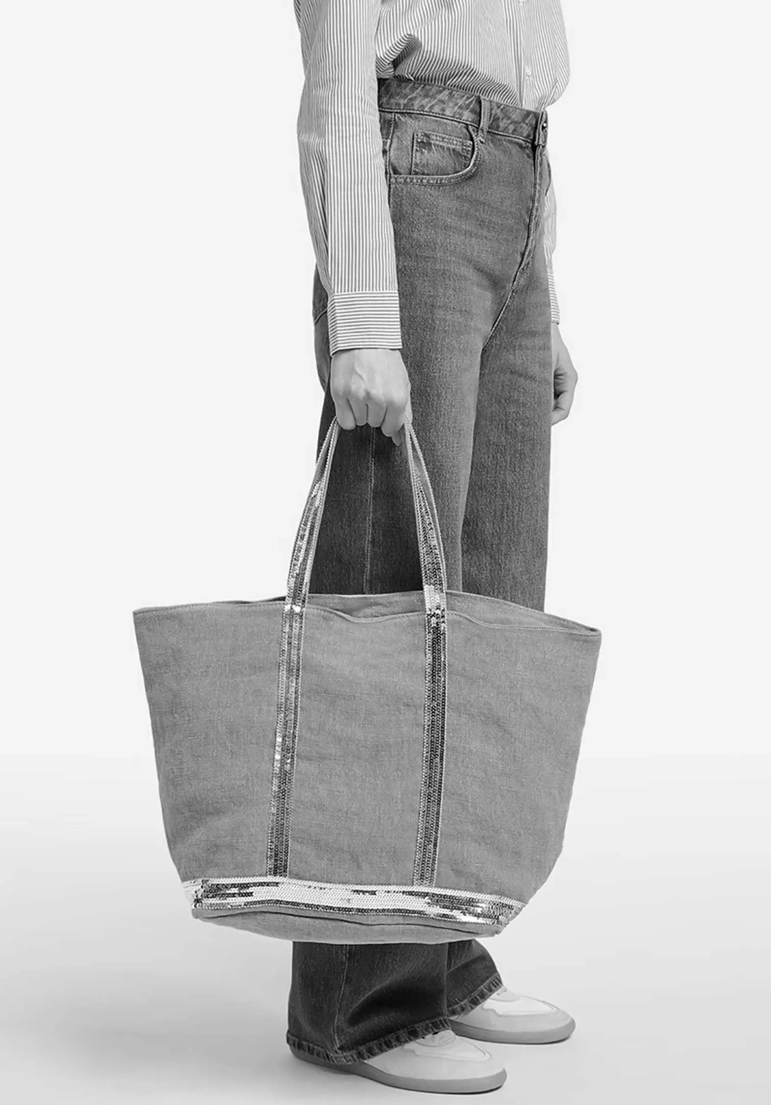 Bag Linen L Cabas Tote Ve31-v40409 Black