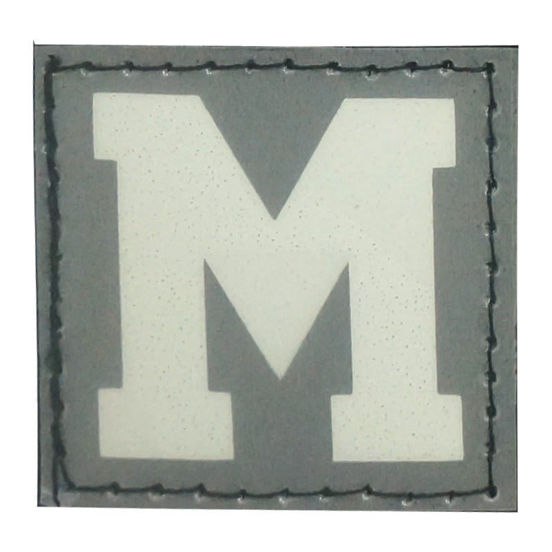 BIG LETTER M PATCH - BLUE GLOW IN THE DARK