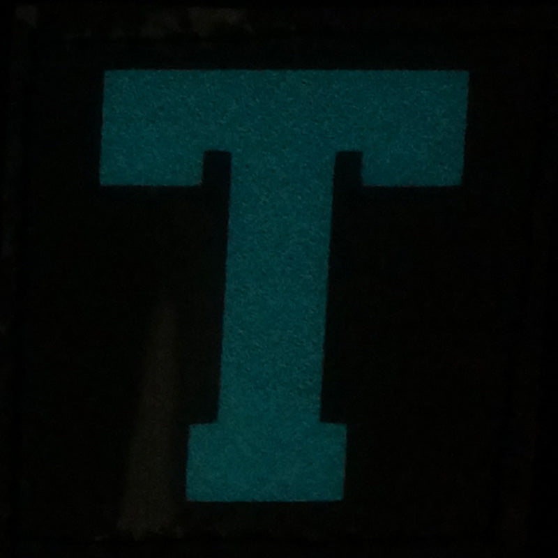 BIG LETTER T PATCH - BLUE GLOW IN THE DARK