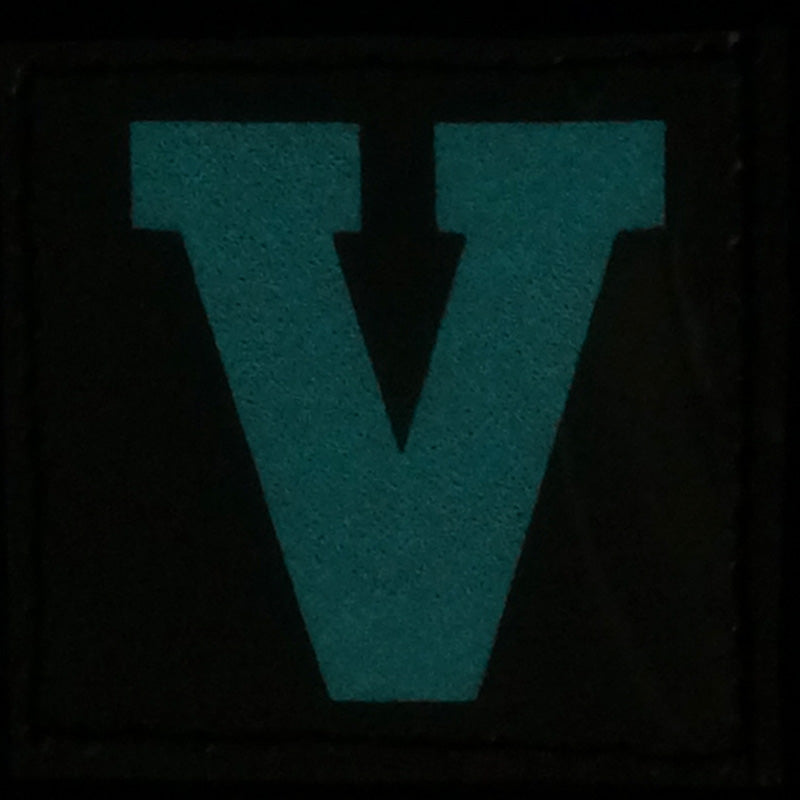 BIG LETTER V PATCH - BLUE GLOW IN THE DARK