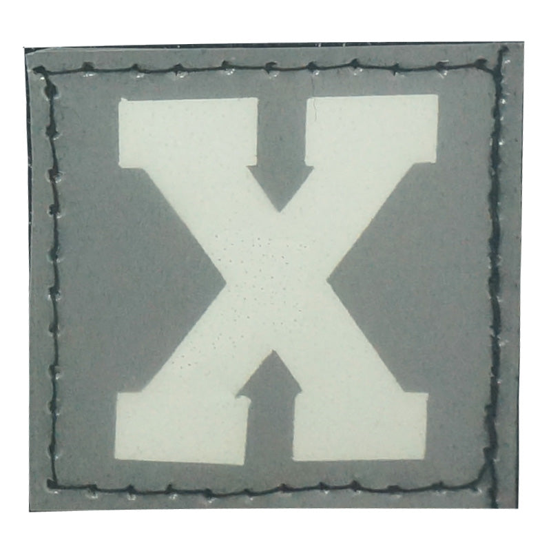 BIG LETTER X PATCH - BLUE GLOW IN THE DARK