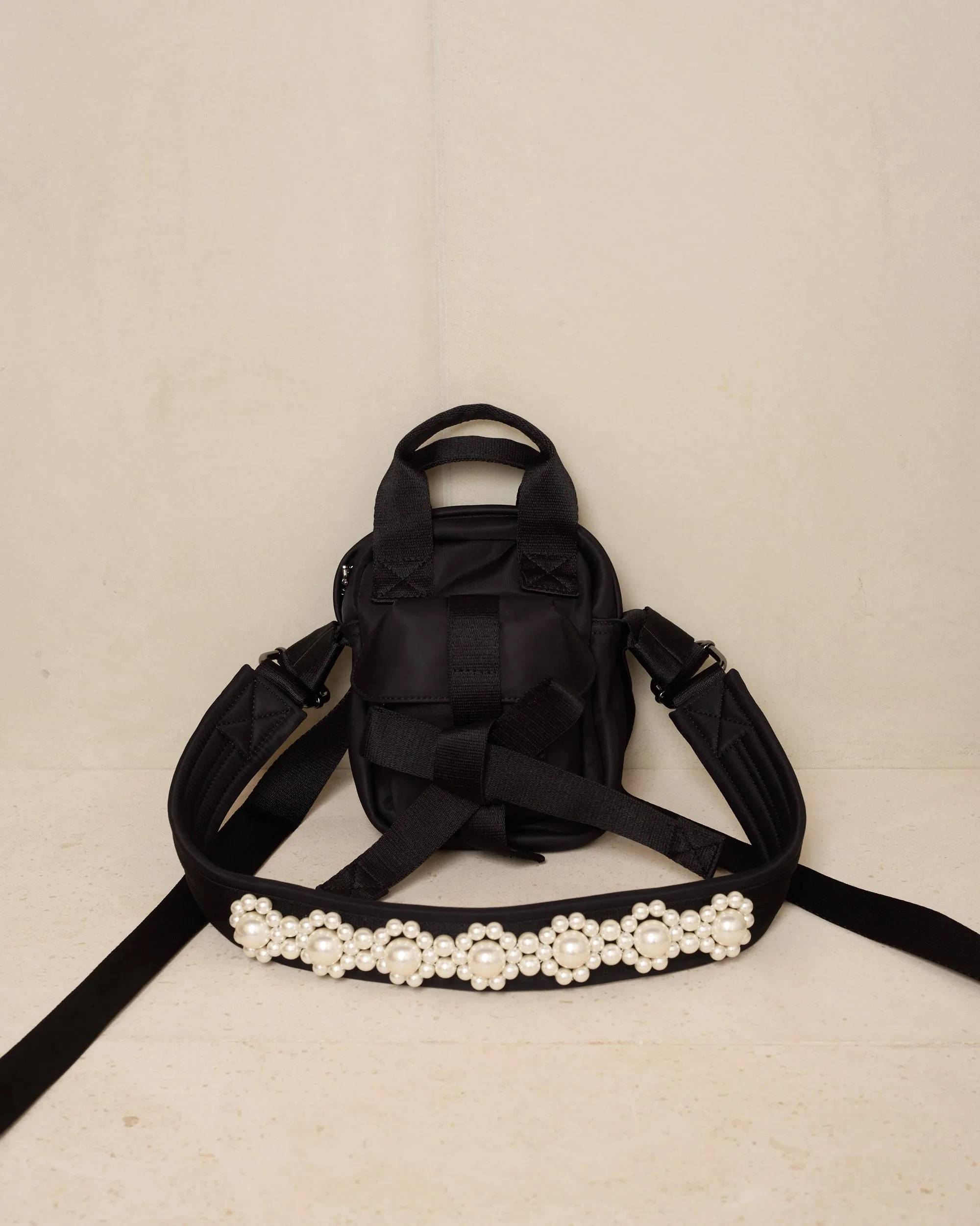 Black Beaded Mini Classic Bow Crossbody Bag