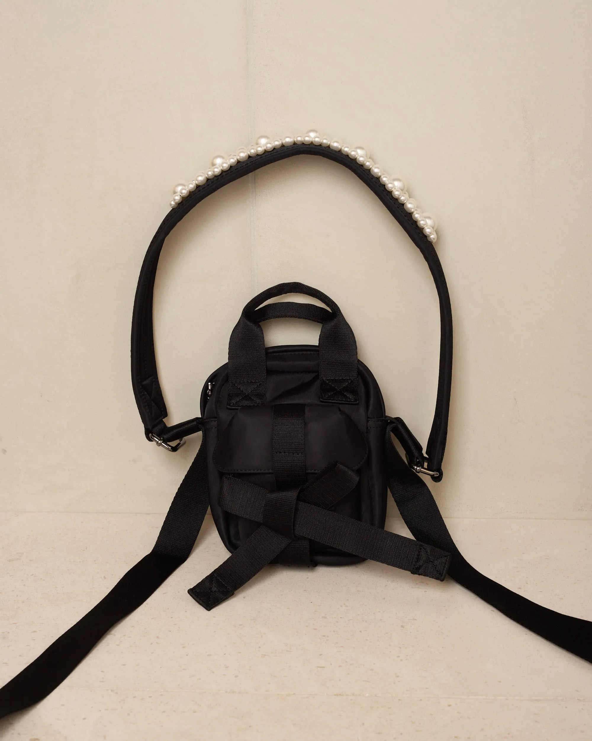 Black Beaded Mini Classic Bow Crossbody Bag