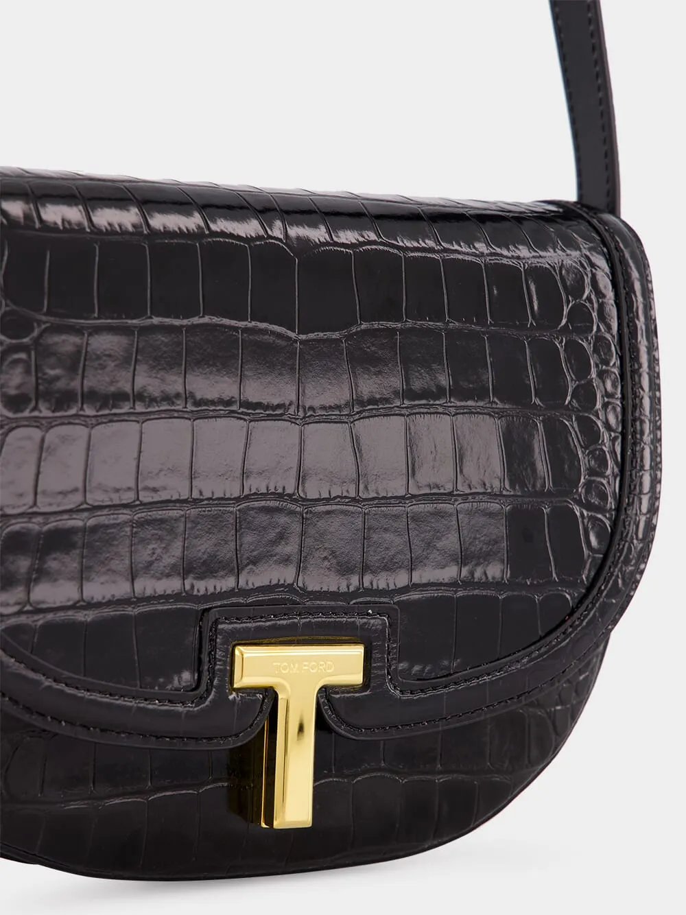 Black Crocodile Leather Wallis Crossbody Bag