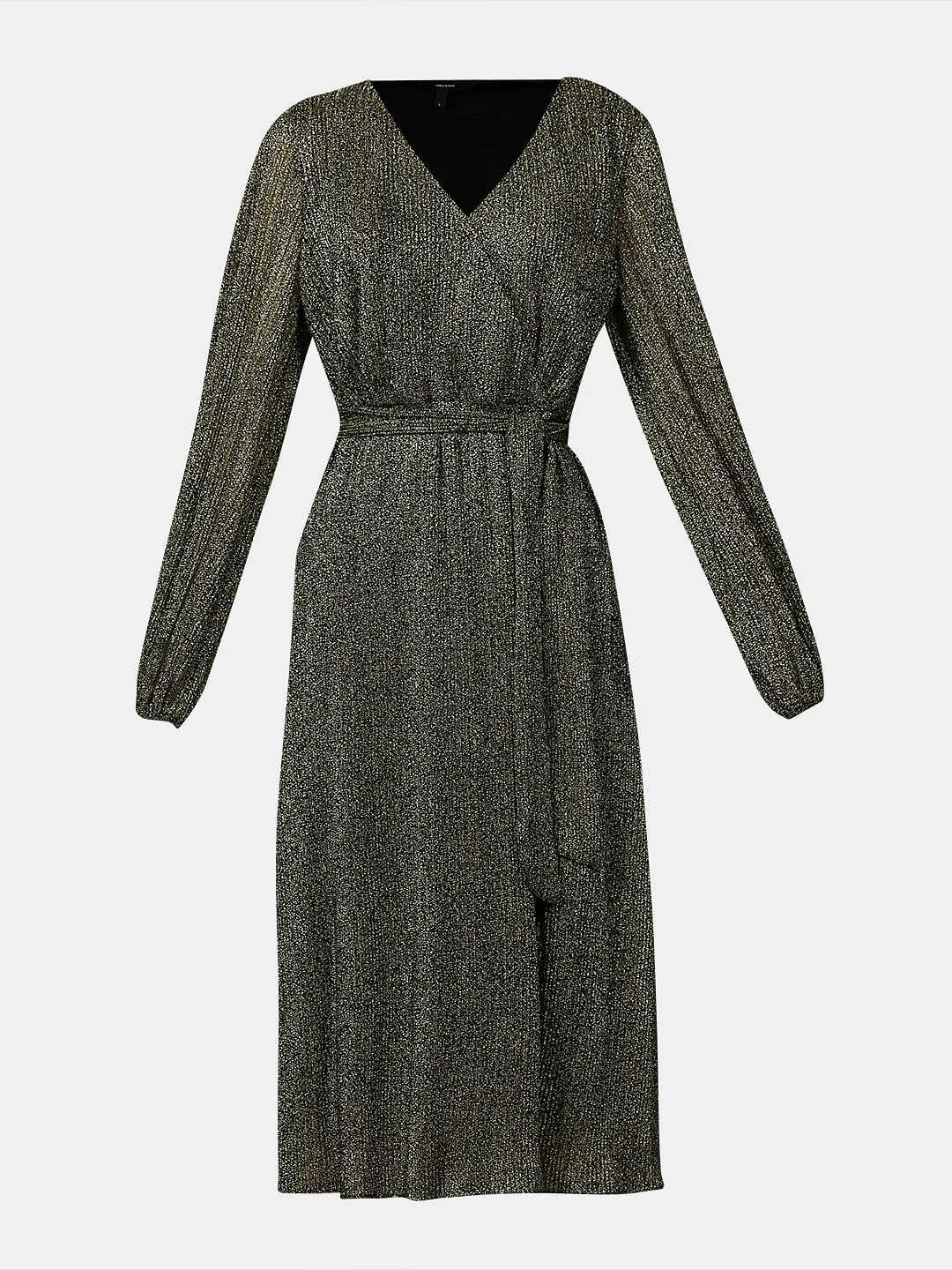 BLACK SHIMMER WRAP DRESS