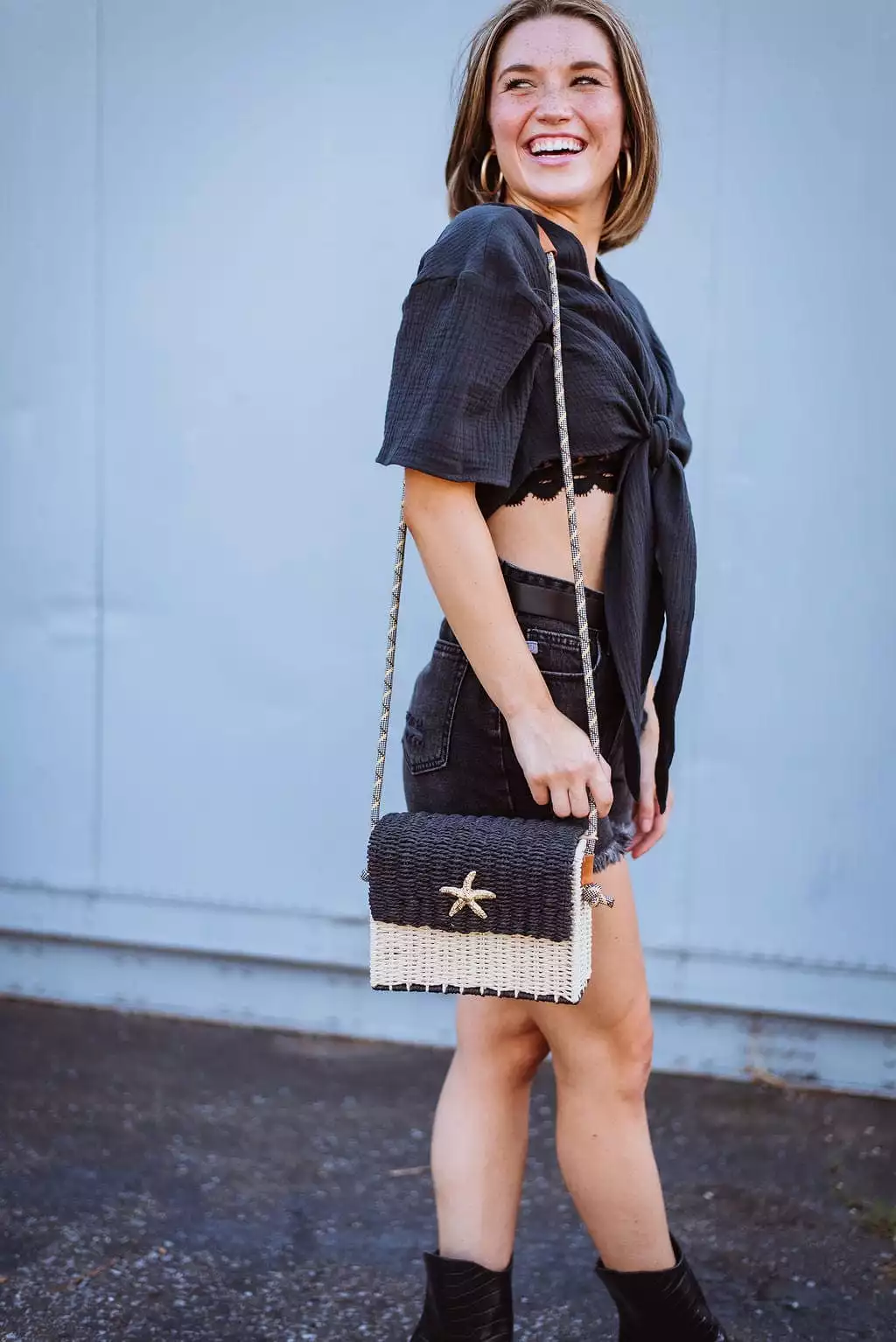 Black Tie Front Crop Top