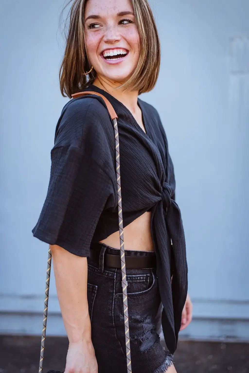 Black Tie Front Crop Top