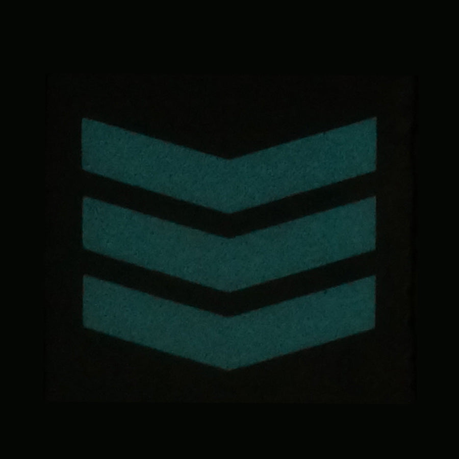 BLUE GLOW IN THE DARK RANK PATCH - 3RD SERGEANT