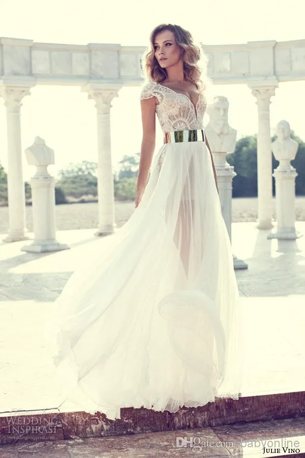 Boho Chiffon Flowy Wedding Dress,Summer Beach Wedding Dress