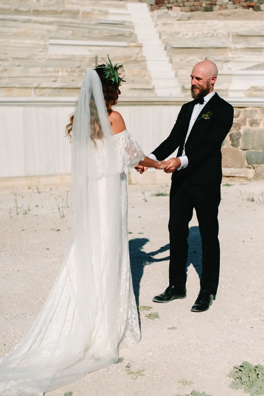 Boho Off Shoulder Fully Lace Unique Simple Beach Wedding Dresses,DB0124