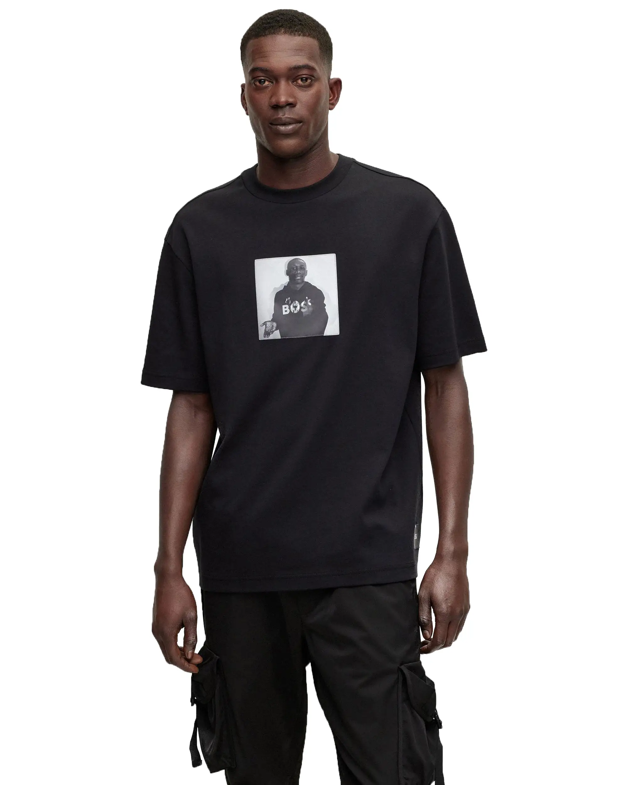 Boss X Khaby T-Shirt Oversize In Cotone Con Grafica Lenticolare Nero