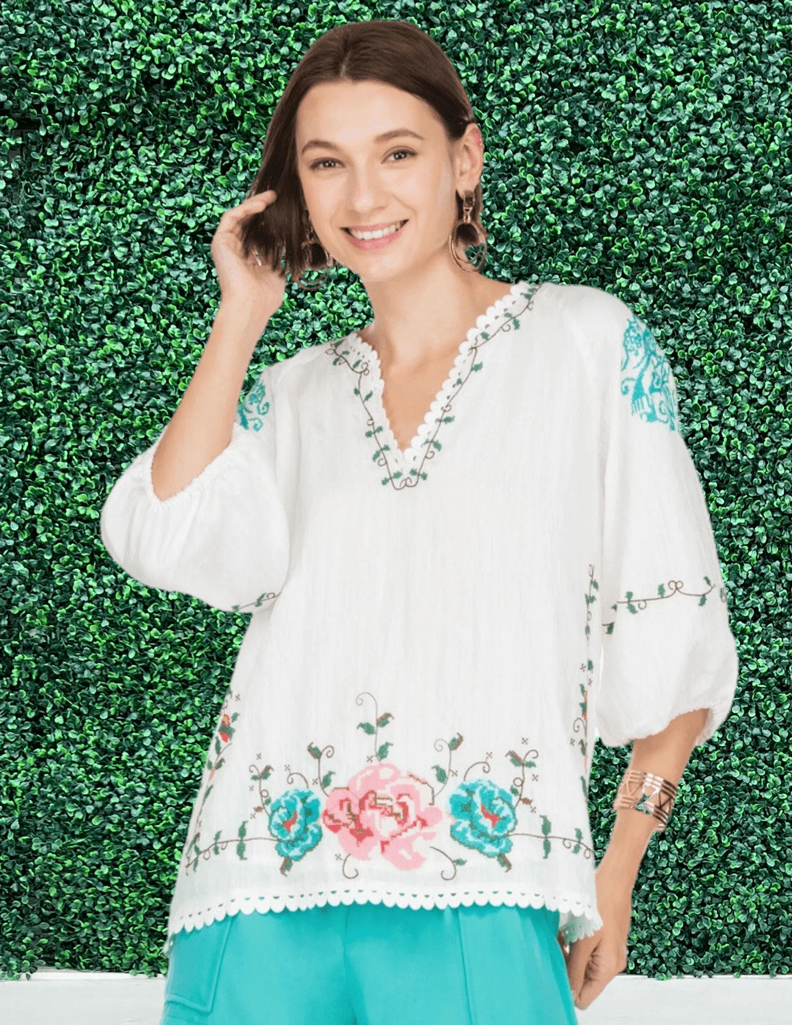 Botanical Embroidery Blouse