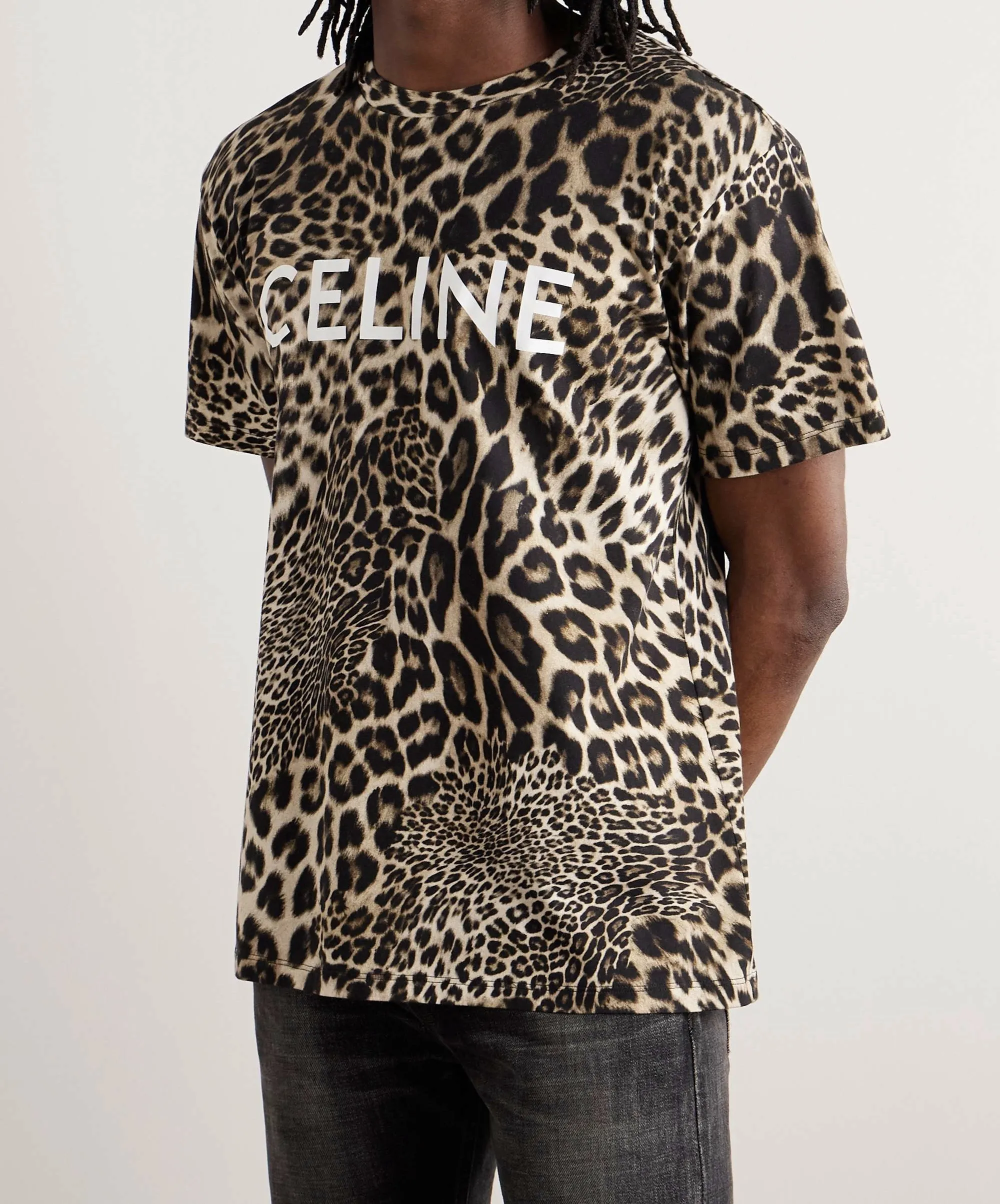 CELINE  |Leopard Patterns Cotton Logo Luxury T-Shirts