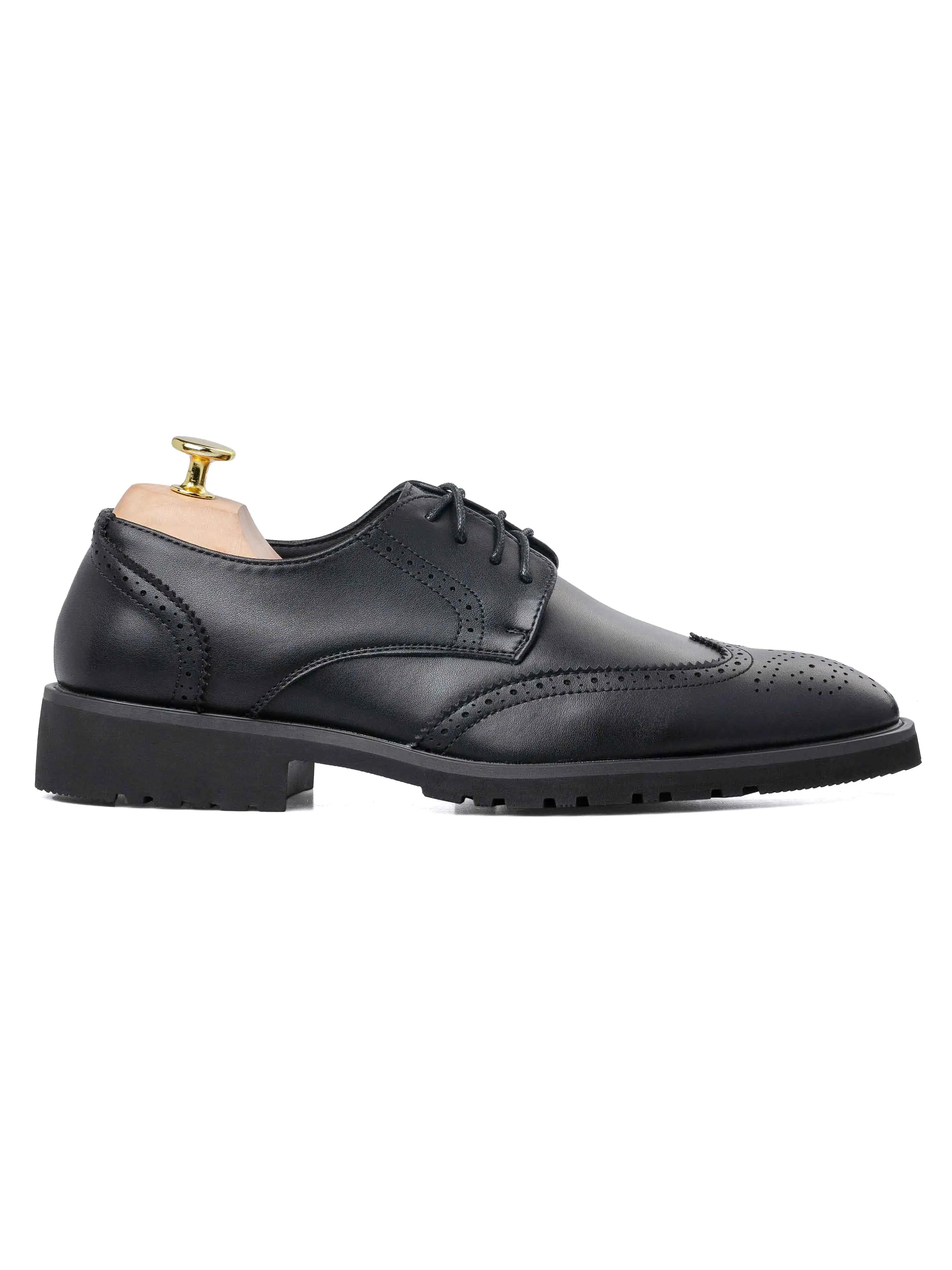 Chad Brogue Wingtip - Solid Black (Flexi-Sole)