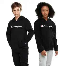 CHAMPION JUNIOR SCRIPT BLACK HOODIE