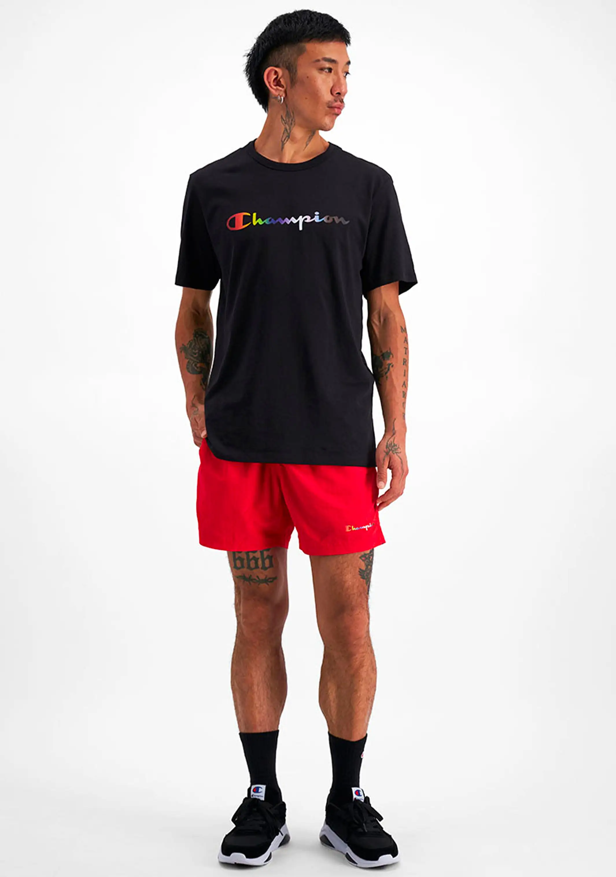 Champion Mens Athletic Pride Script Tee <BR> AUREN BLK