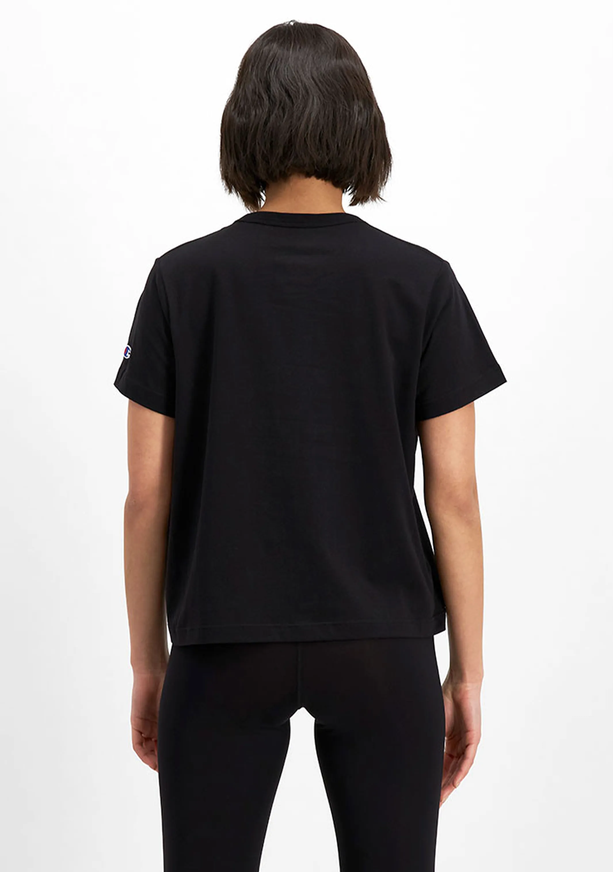 Champion Womens Script Crop Boxy Tee Black <BR> CUWGN BLK