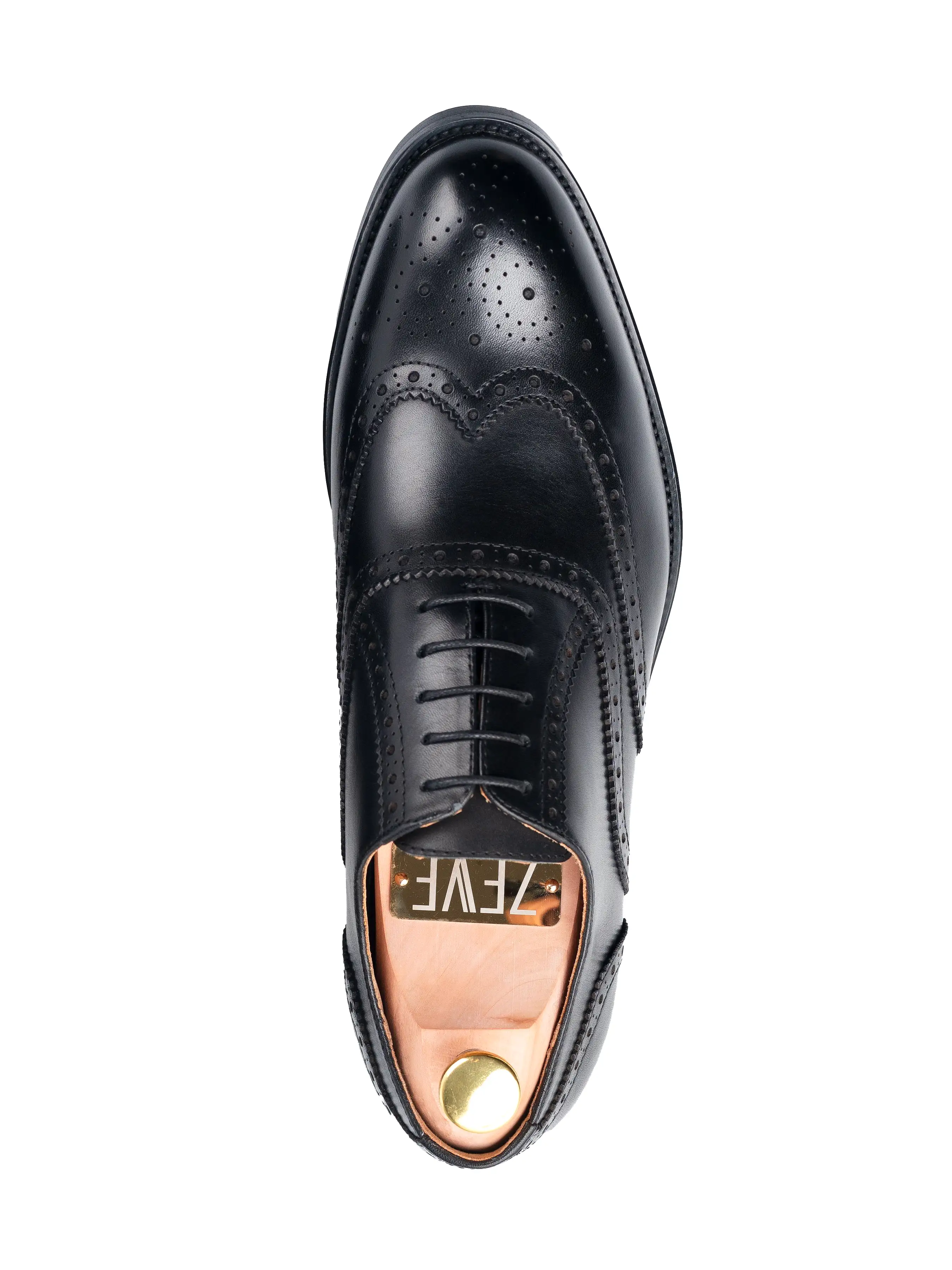 Classic Oxford Brogue Wingtip - Black Lace Up