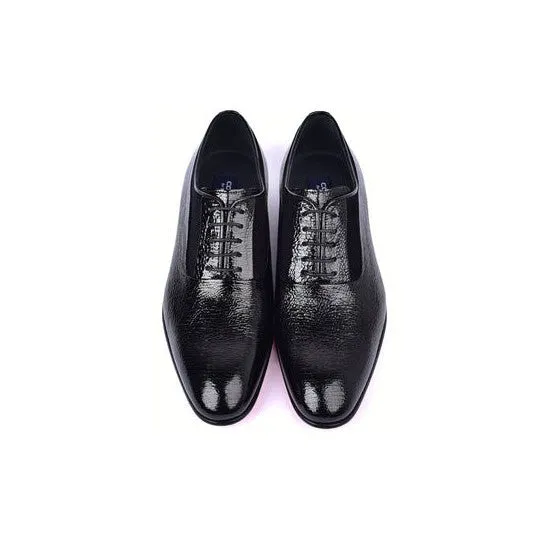 Corrente C0001-7355 Men's Shoes Black Polished Leather Formal Oxfords (CRT1484)