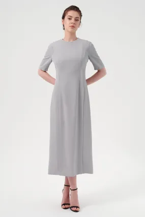 Crew Neck Short Sleeves Midi-Length Elegant Dress