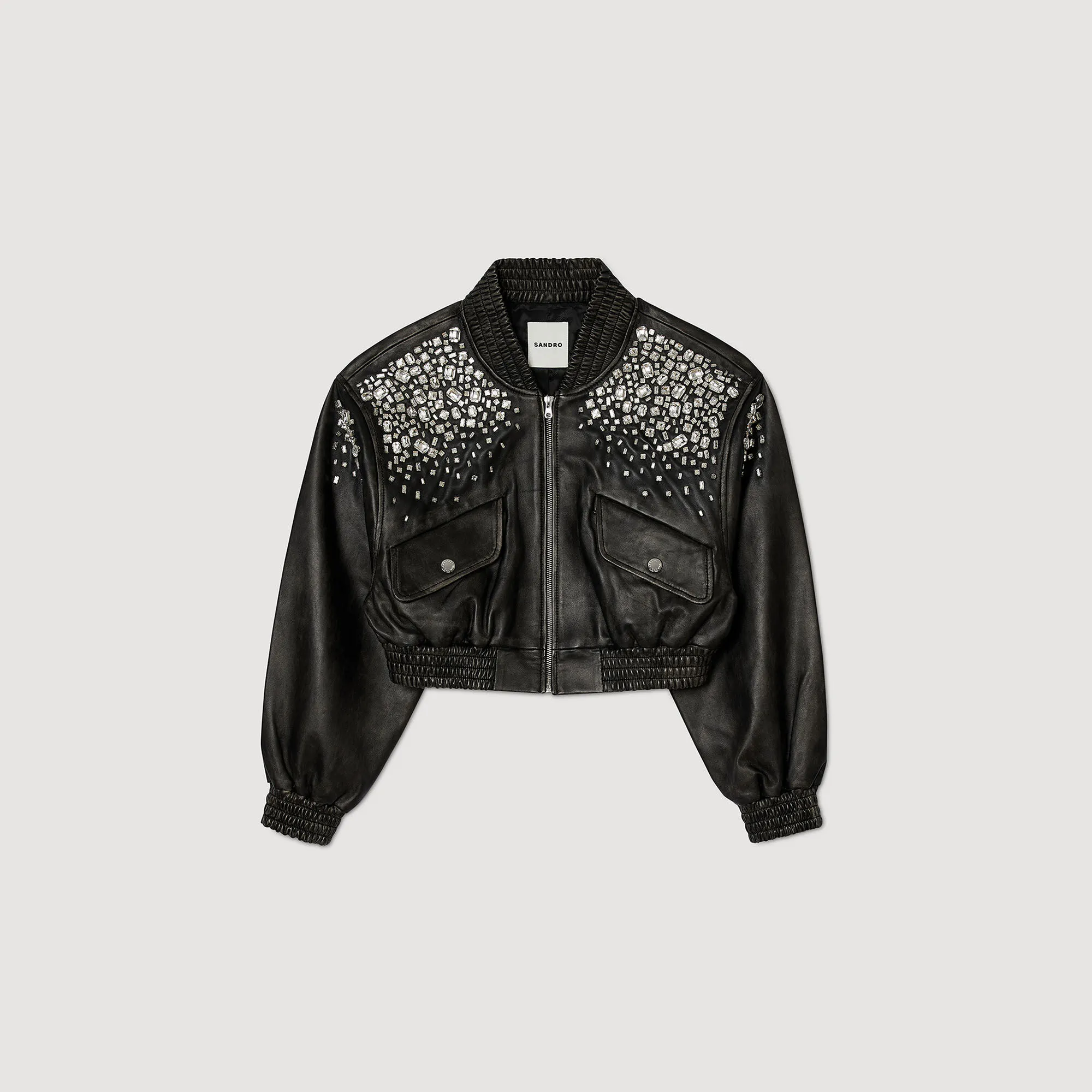 Crystal-Studded Leather Jacket