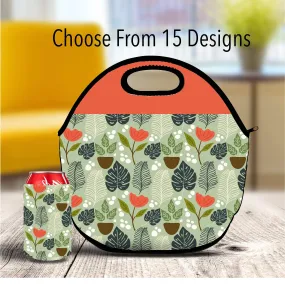 Custom Botanical Floral Garden Lunch Tote Bag With Free Can Wrap