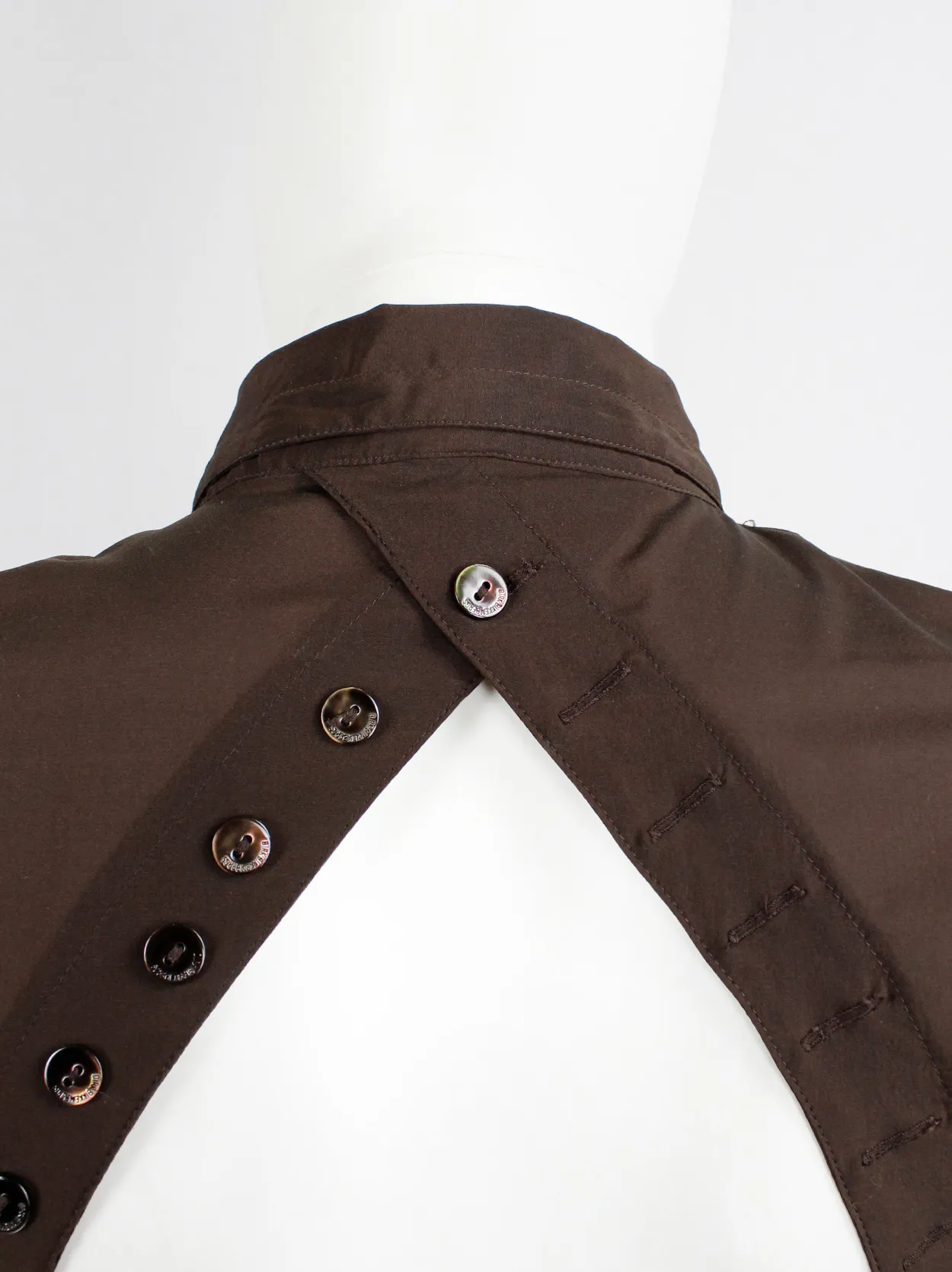 Dirk Bikkembergs brown bodysuit shirt with open back and rows of buttons