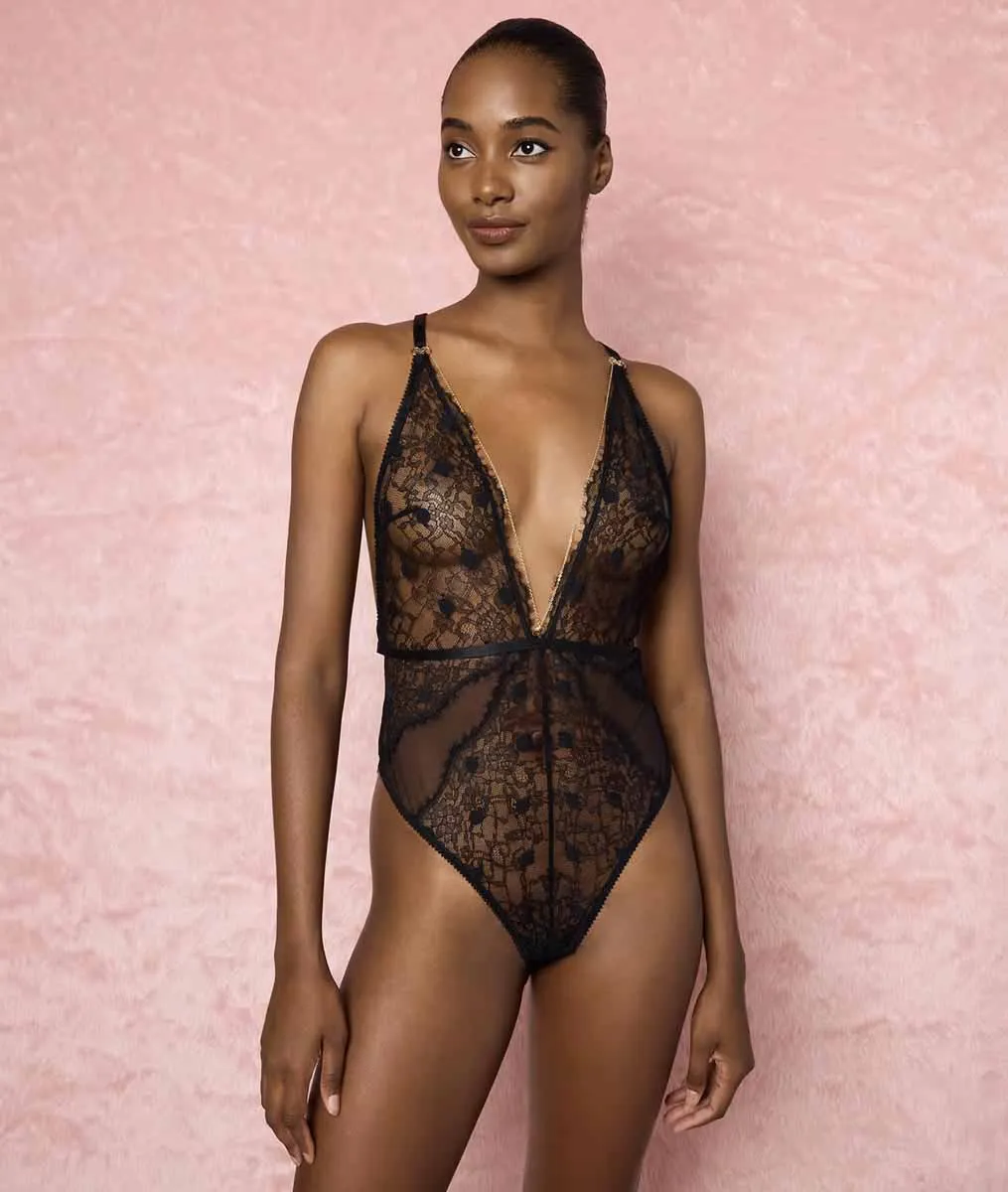 ELIXIR Lace Bodysuit with Crisscross Back