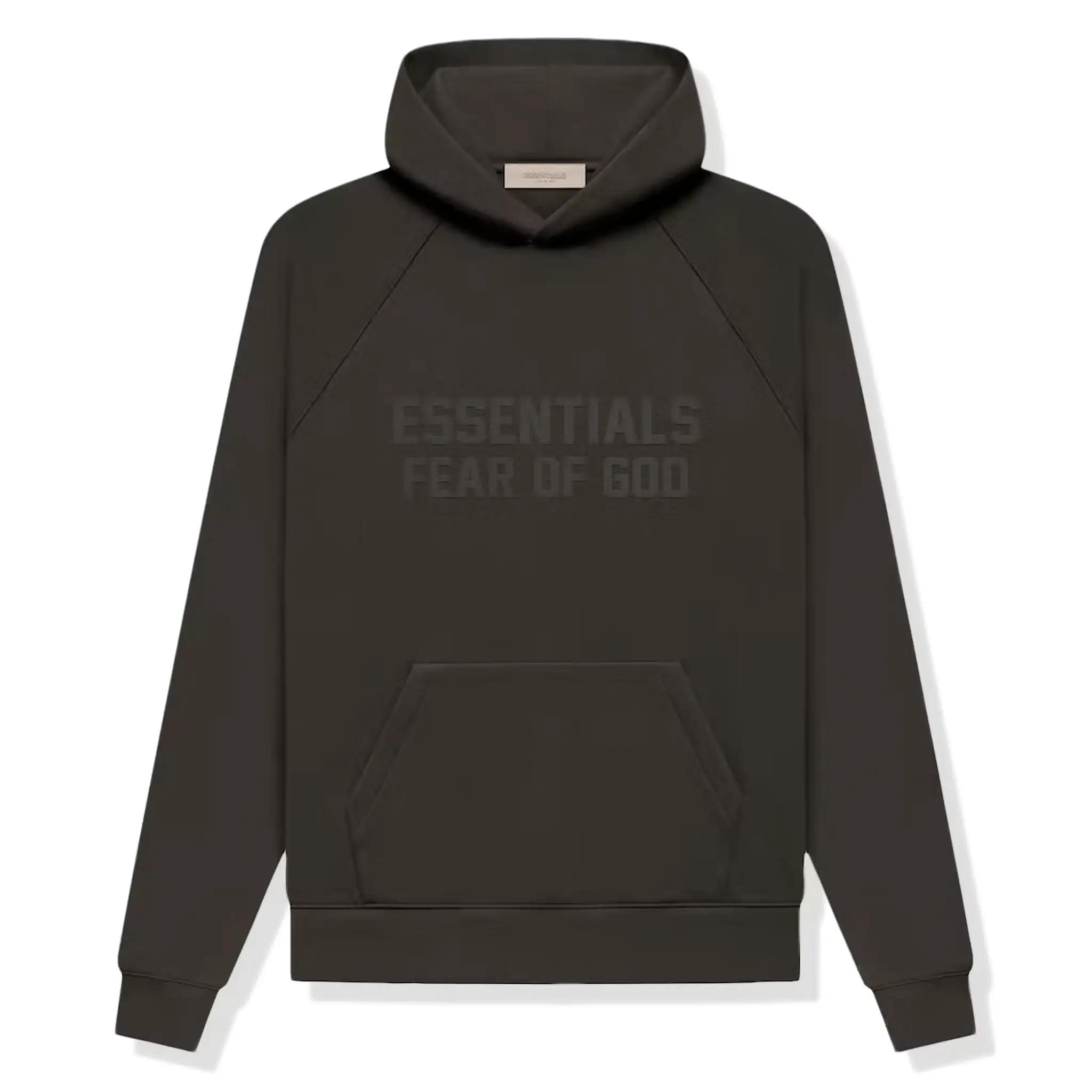 Fear Of God Essentials Logo Flocked Off Black Hoodie