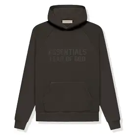 Fear Of God Essentials Logo Flocked Off Black Hoodie