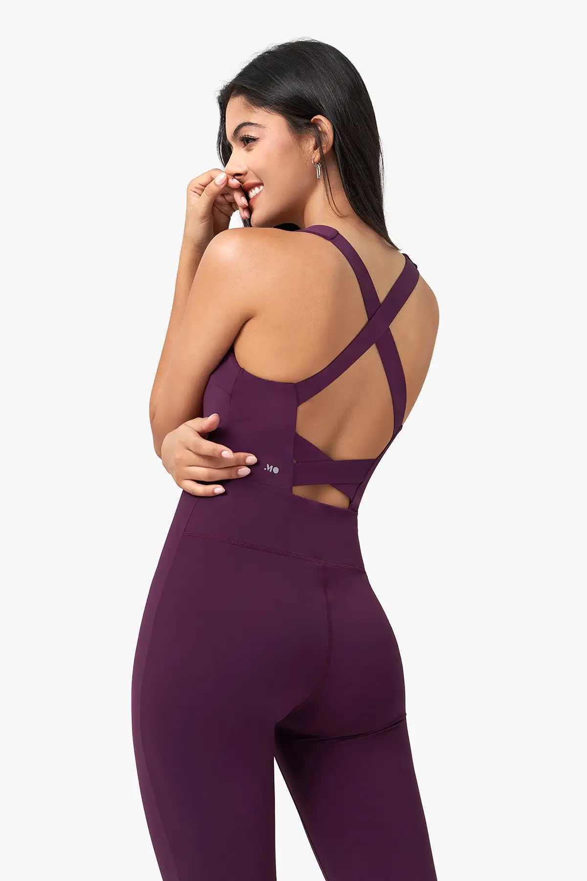 Form-Fitting Cross-Back Jumpsuit with Full-Length Pants