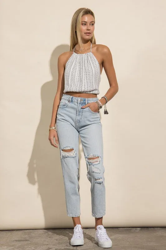 Halter Back Tie Crop Top