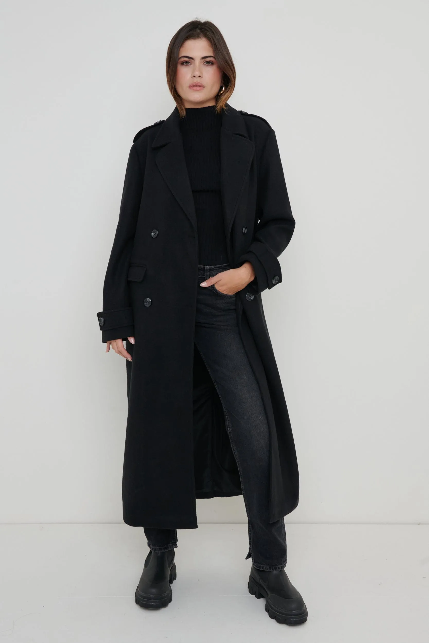 Harice Oversized Tailored Coat - Black