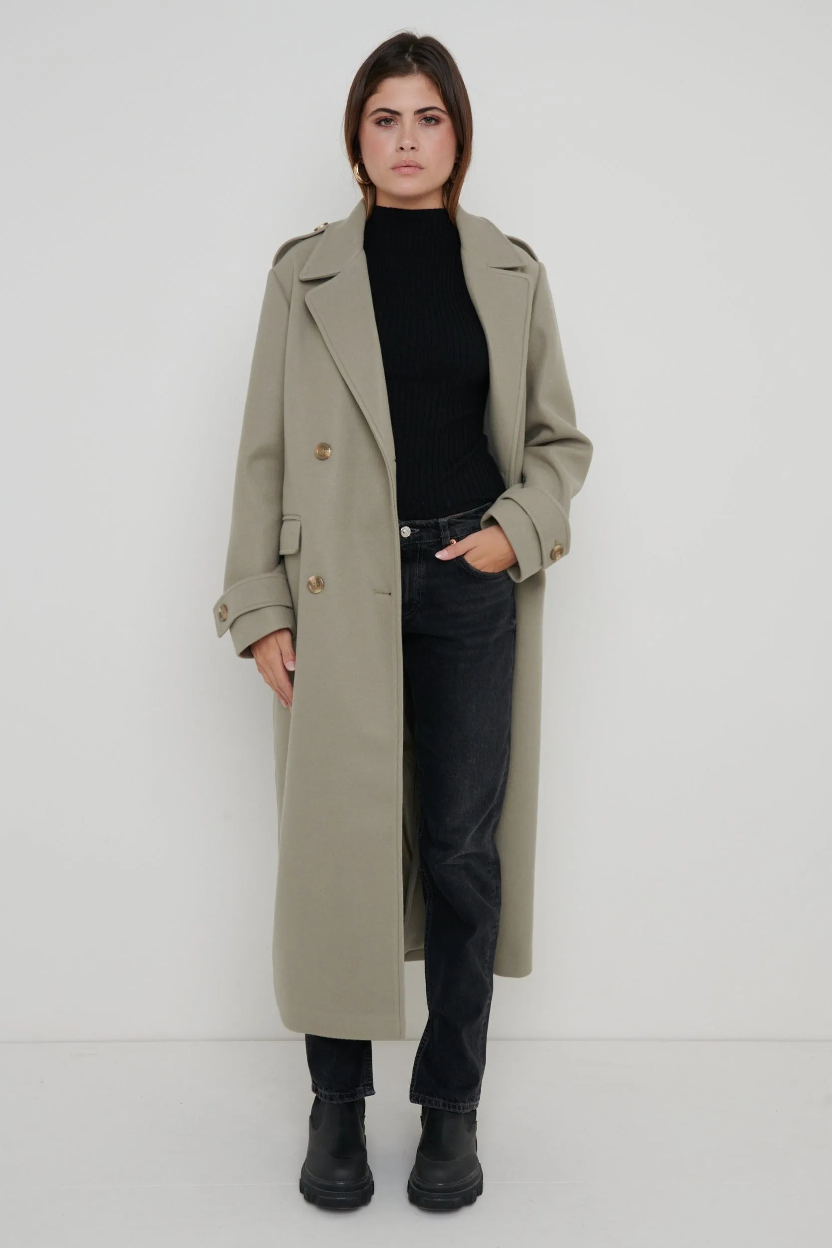 Harice Oversized Tailored Coat - Olive