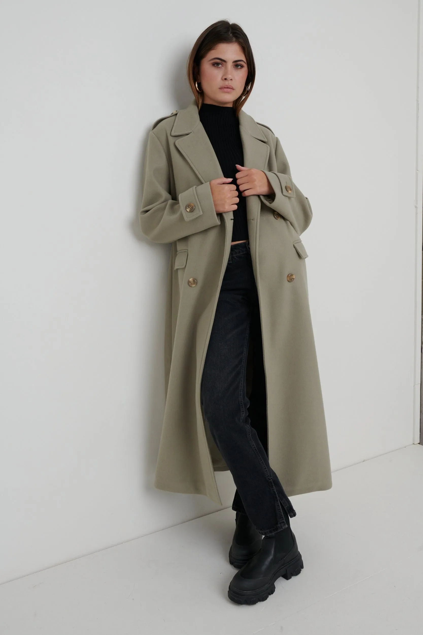 Harice Oversized Tailored Coat - Olive