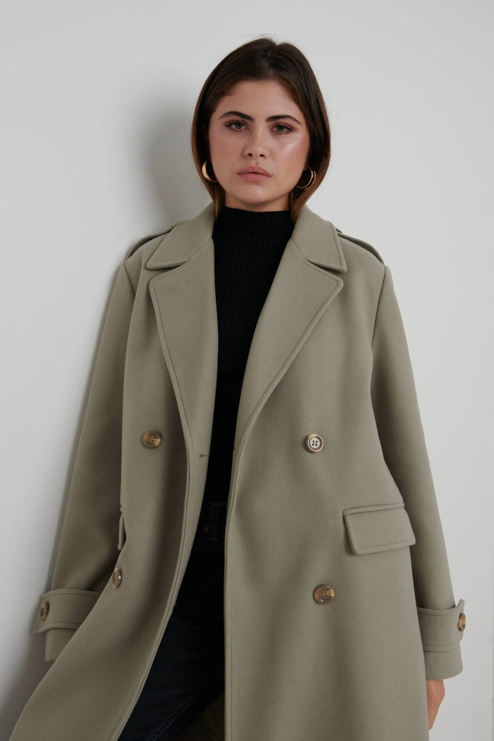 Harice Oversized Tailored Coat - Olive