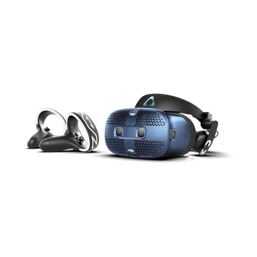 HTC Vive Cosmos Virtual Reality Headset Kit VR Controllers Dark Blue