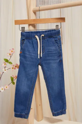 Infant Boys Blue Denim Pull On Jeans